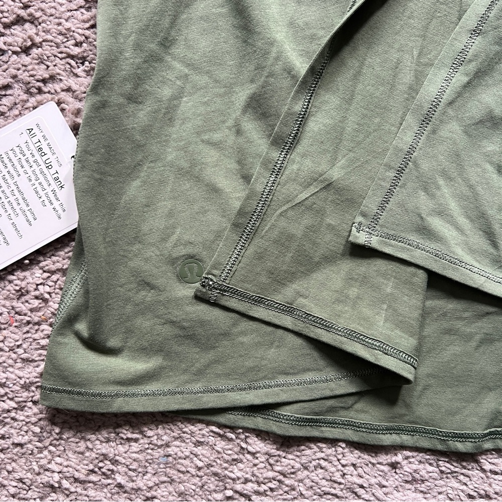 $44 Lululemon All Tied Up Tank Top *Pima Cotton
Green Twill size 8 - Picture 7 of 8